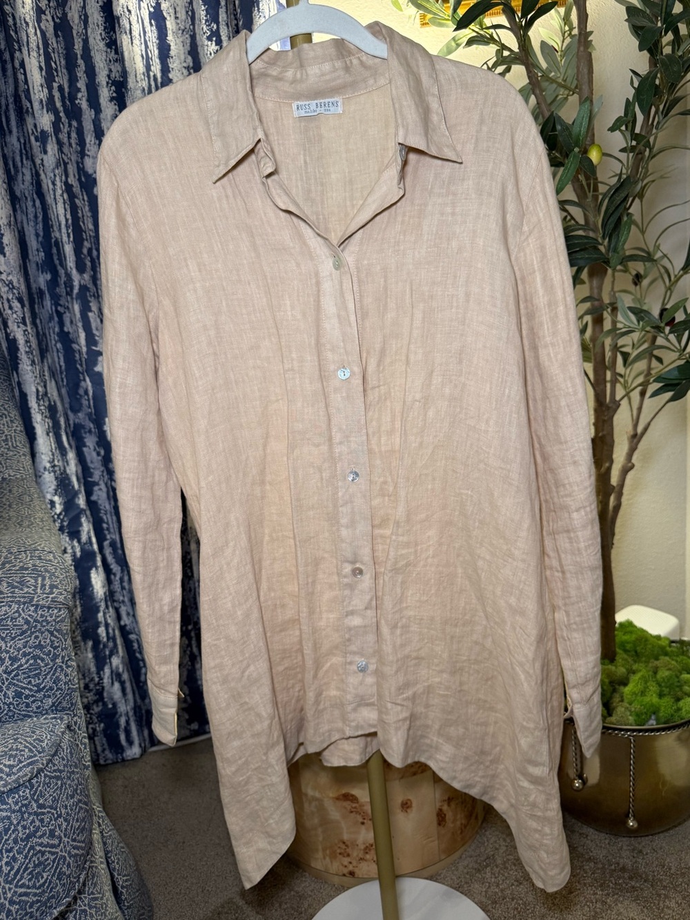 Russ Berens 100% Linen Asymmetrical Button Down Tunic